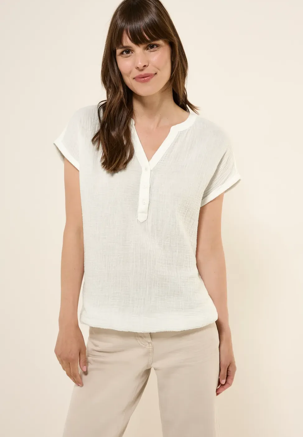 Mousseline blouse met korte mouwen