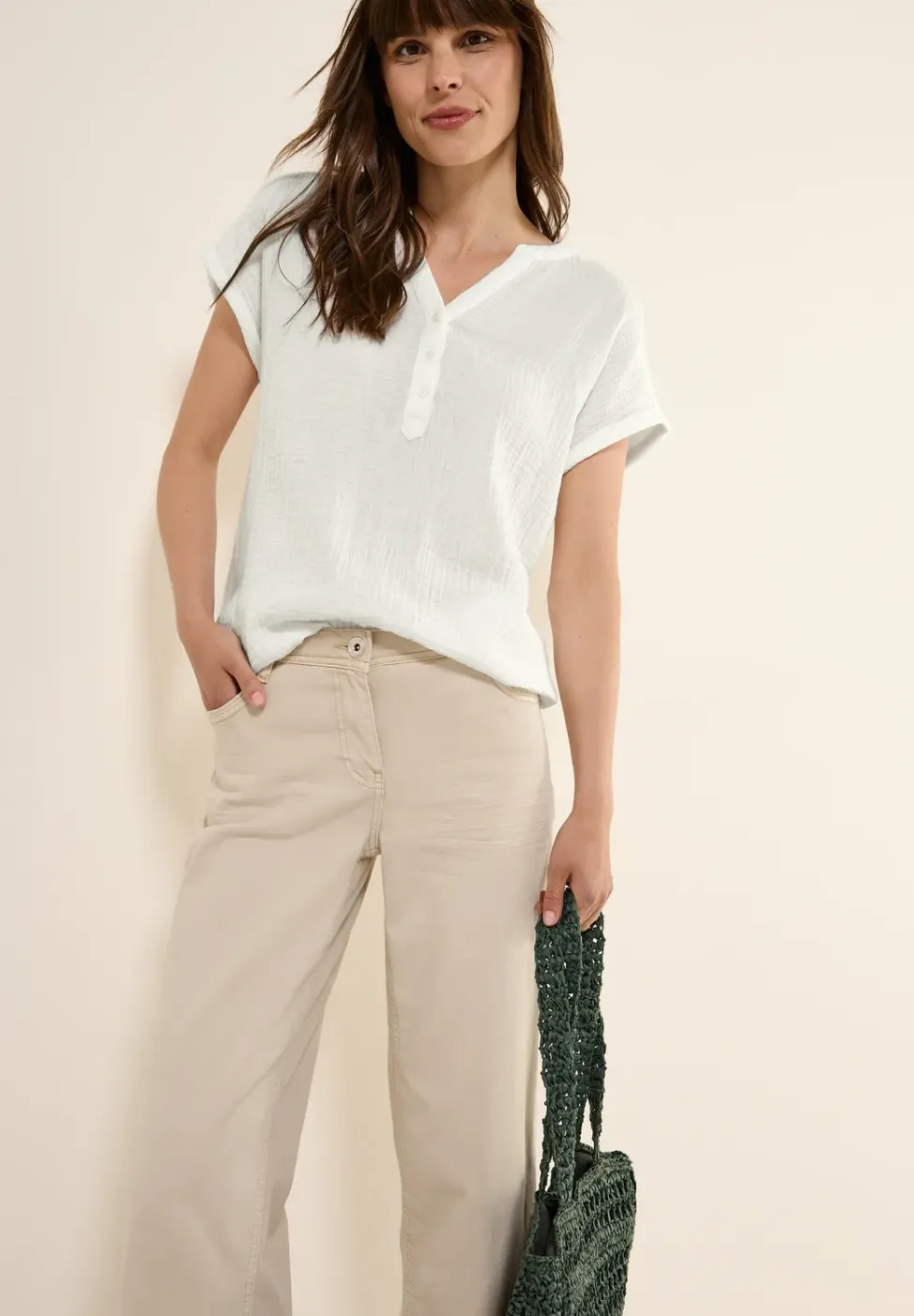 Mousseline blouse met korte mouwen