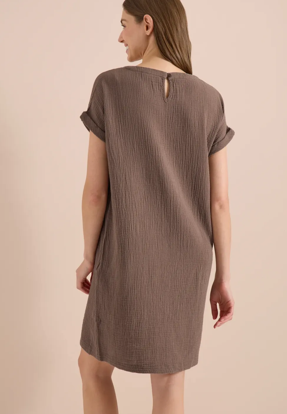 Mousseline jurk met korte mouwen
