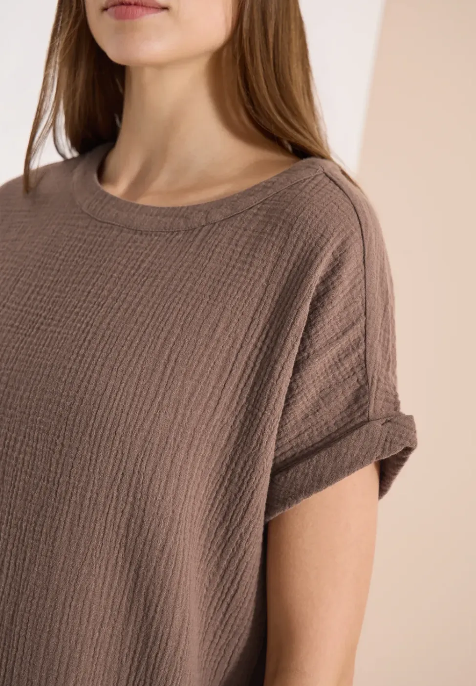 Mousseline jurk met korte mouwen