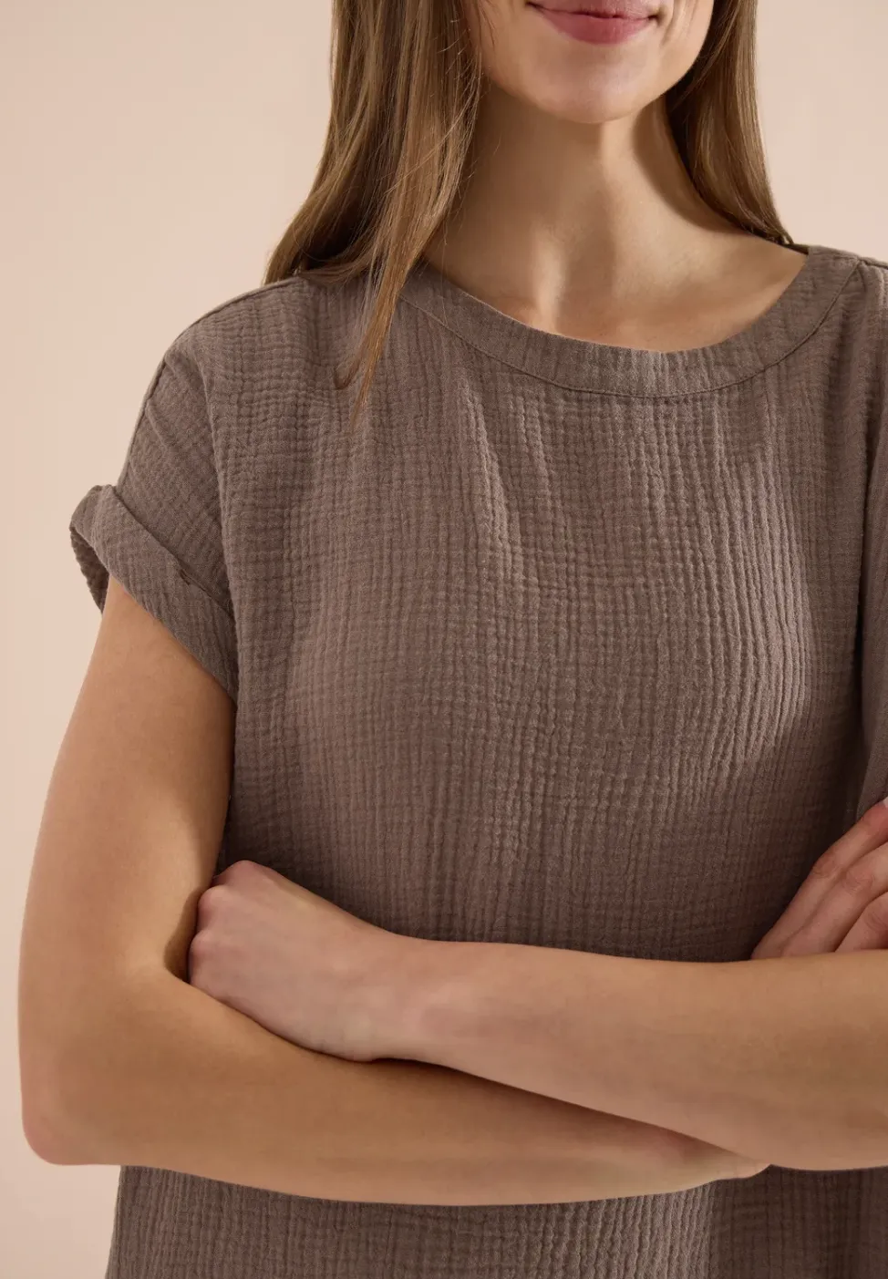 Mousseline jurk met korte mouwen