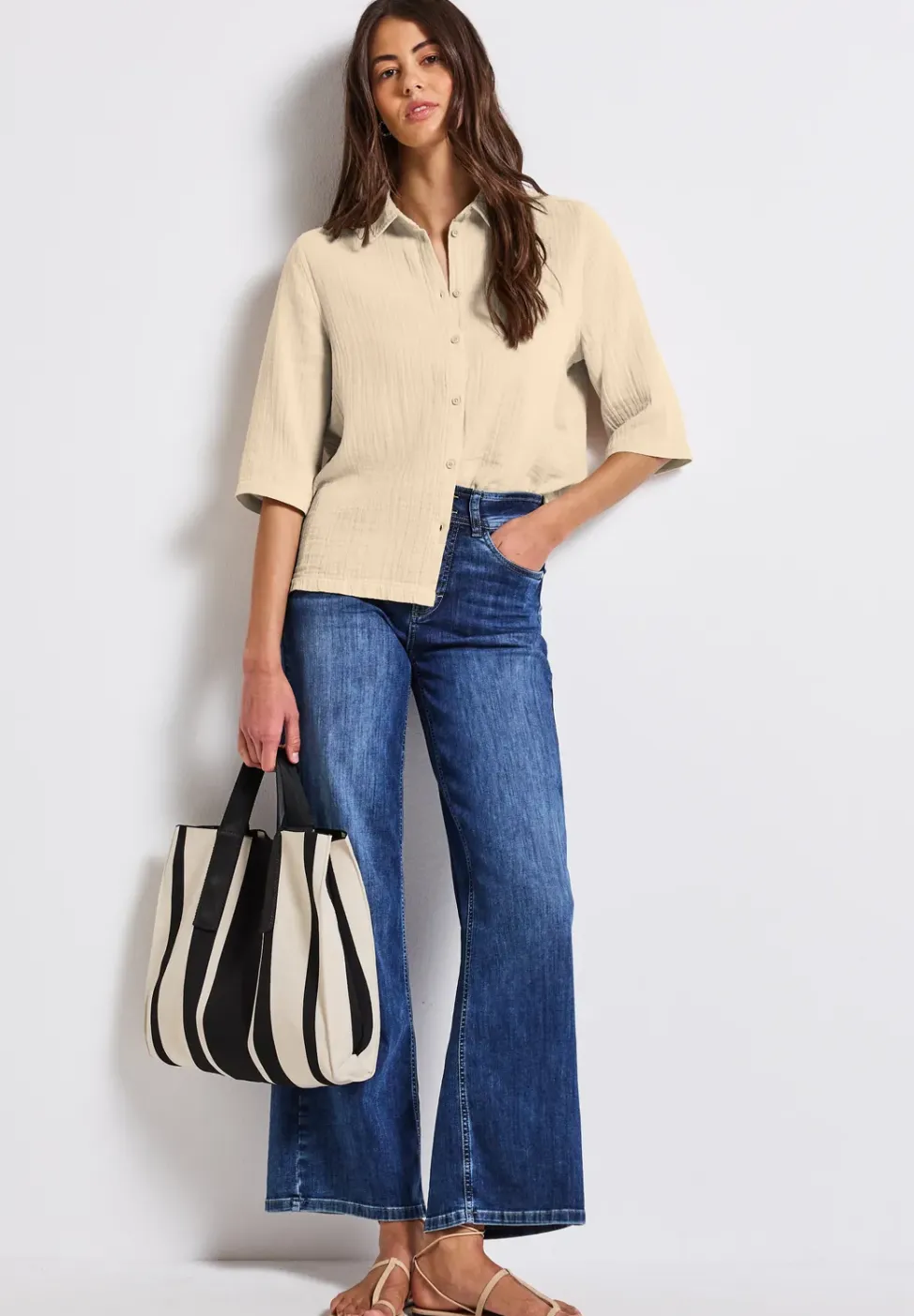 Mousseline overhemd blouse