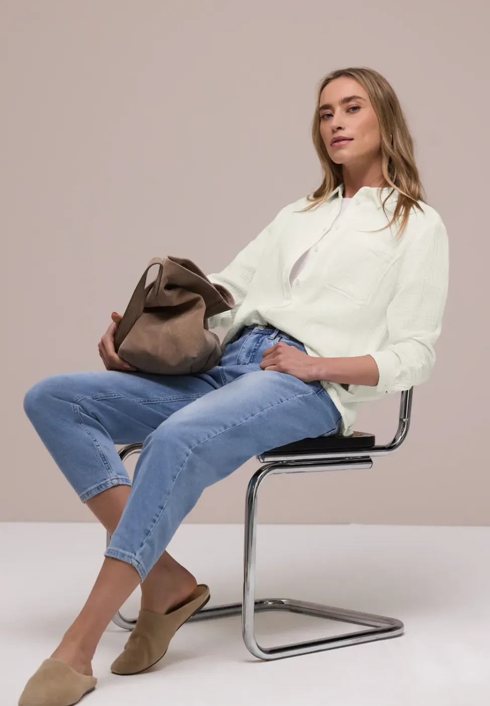 Mousseline overhemd blouse