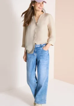 3/4 mouw blouse van linnenmix