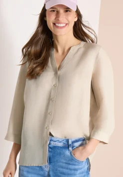 3/4 mouw blouse van linnenmix