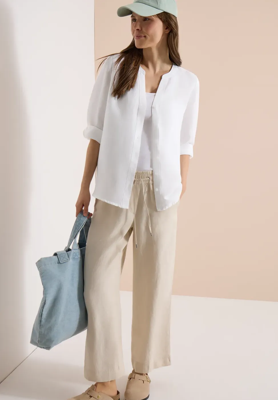 3/4 mouw blouse van linnenmix