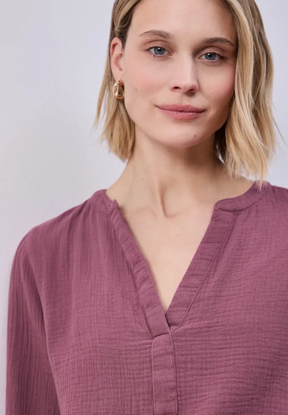 3/4-mouwen blouse in mousseline kwaliteit