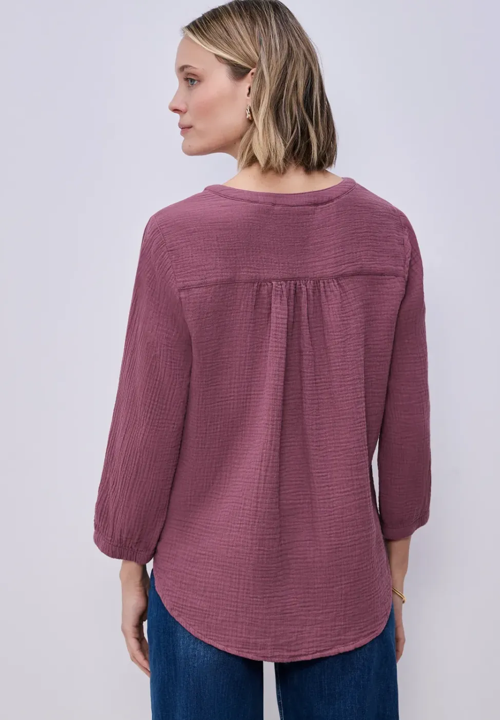 3/4-mouwen blouse in mousseline kwaliteit