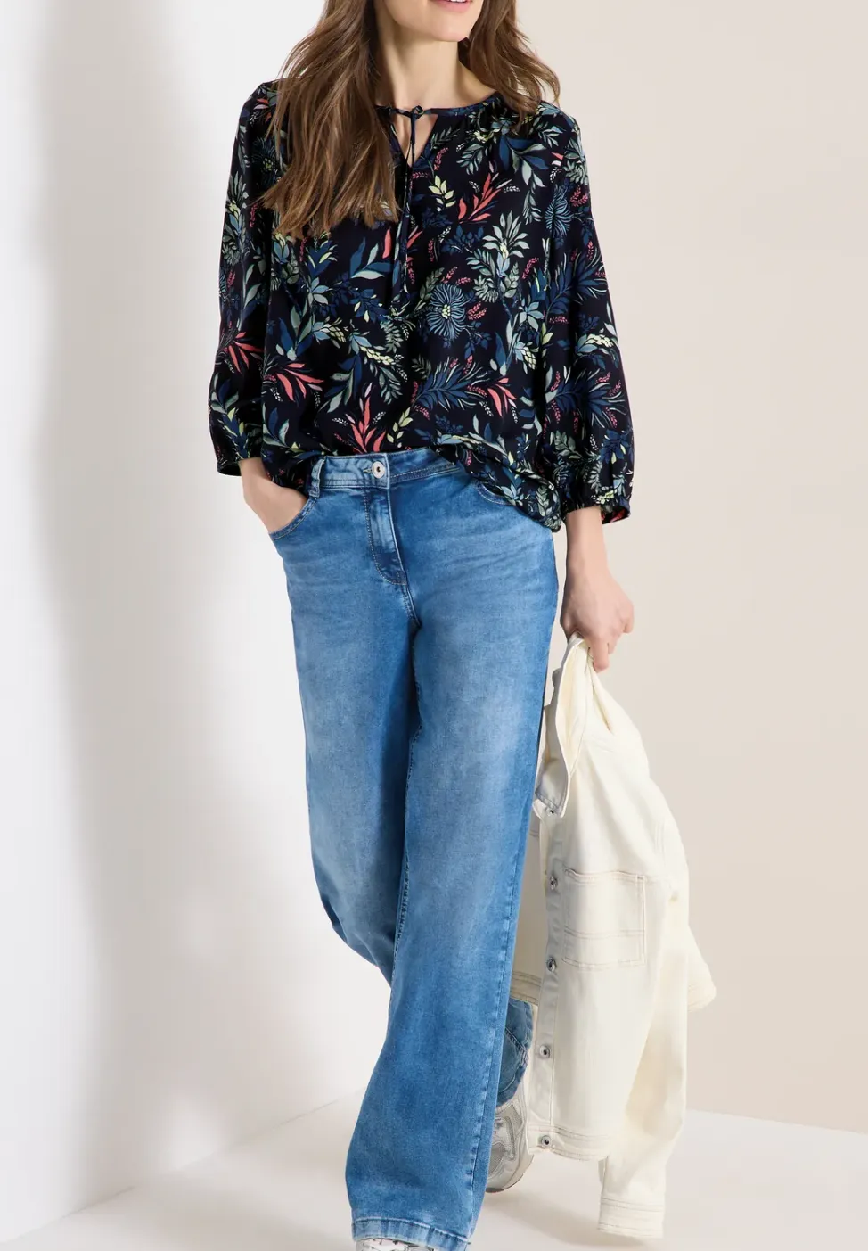 3/4-mouwen blouse met bloemenpatroon