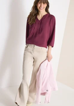 3/4-mouwen blouse met gespleten hals
