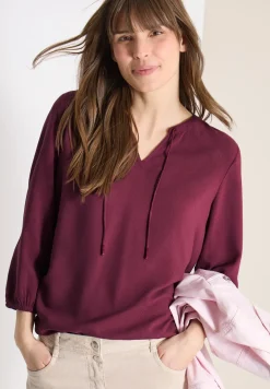 3/4-mouwen blouse met gespleten hals