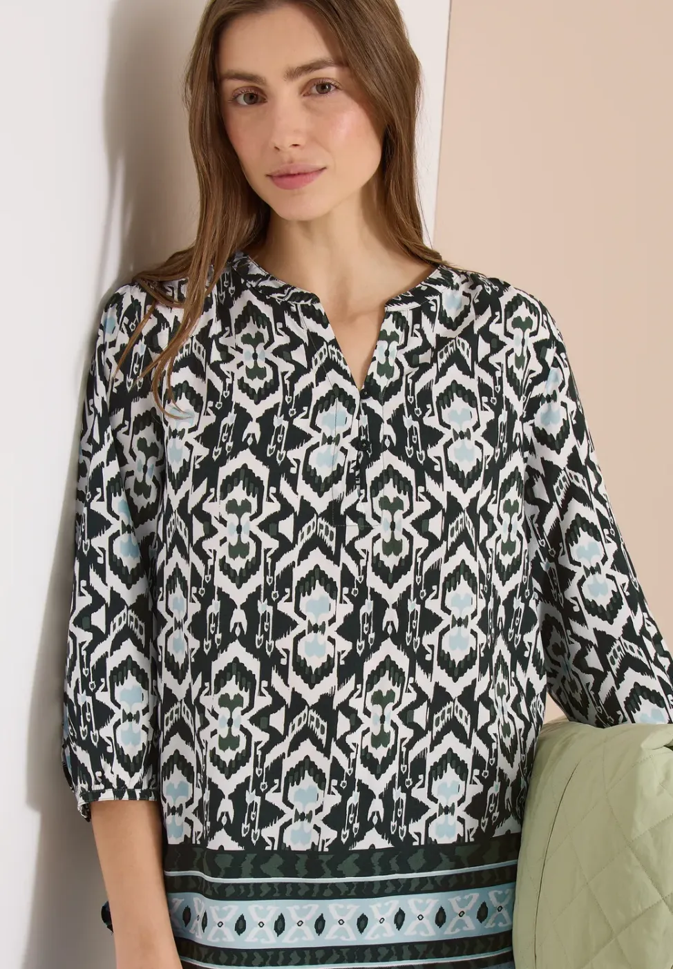 3/4-mouwen blouse met grafisch patroon