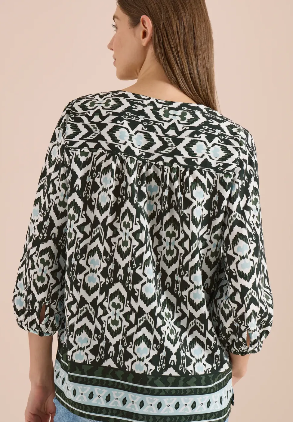 3/4-mouwen blouse met grafisch patroon
