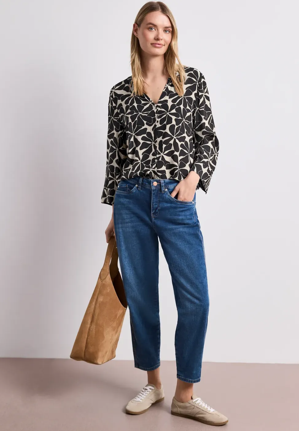 3/4-mouwen blouse met knoopdetail