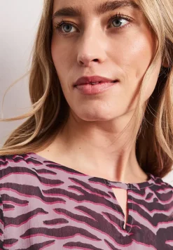 3/4-mouwen blouse met ronde hals in chiffon