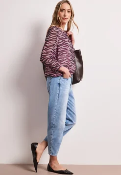 3/4-mouwen blouse met ronde hals in chiffon