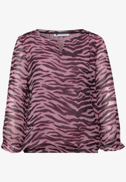 3/4-mouwen blouse met ronde hals in chiffon