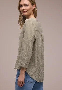 3/4-mouwen blouse in mousseline kwaliteit