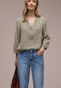 3/4-mouwen blouse in mousseline kwaliteit