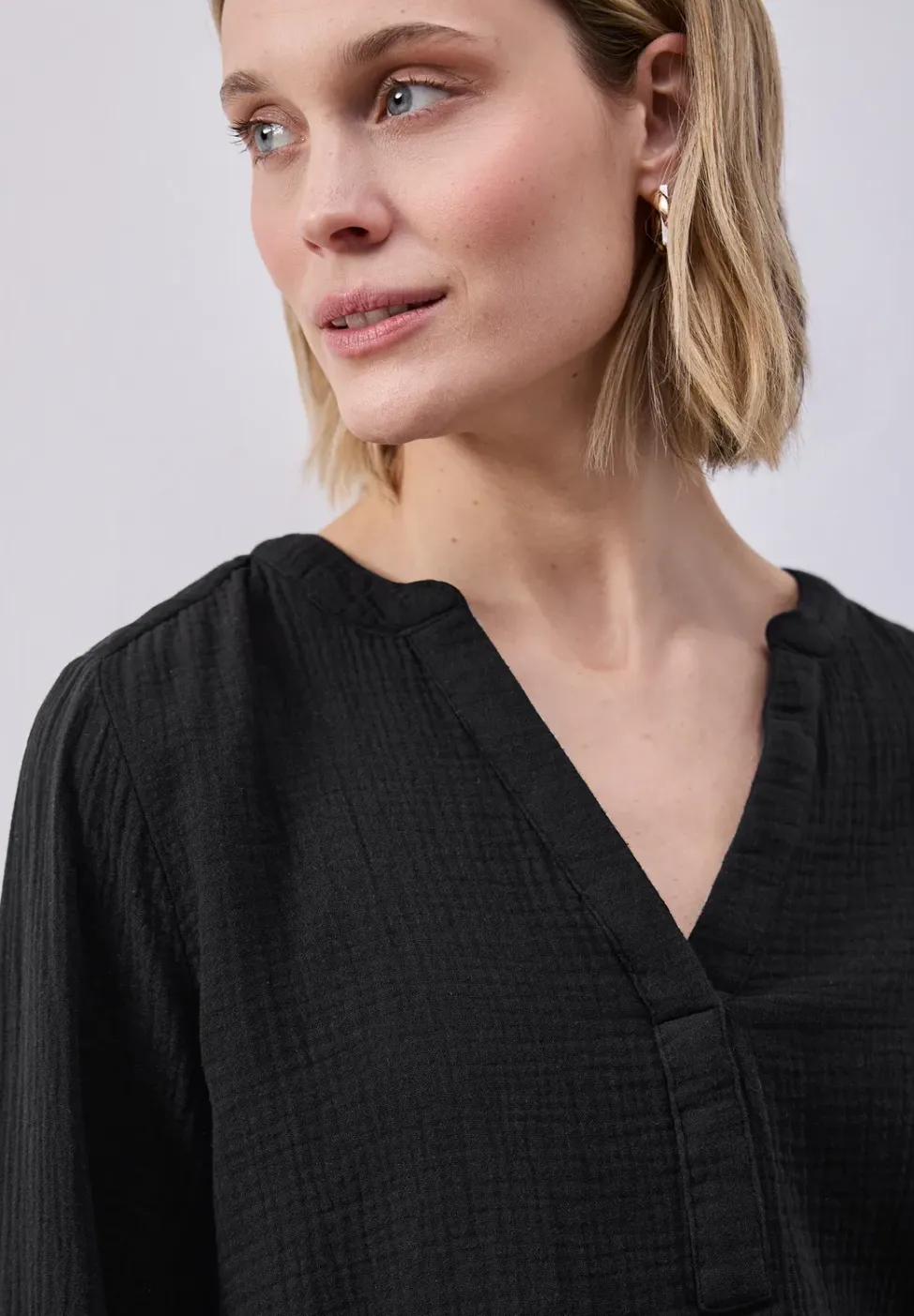 3/4-mouwen blouse in mousseline kwaliteit