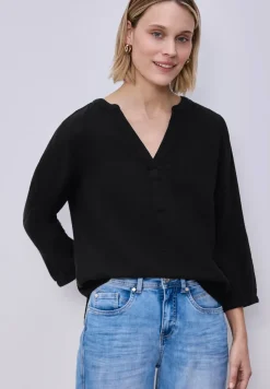 3/4-mouwen blouse in mousseline kwaliteit