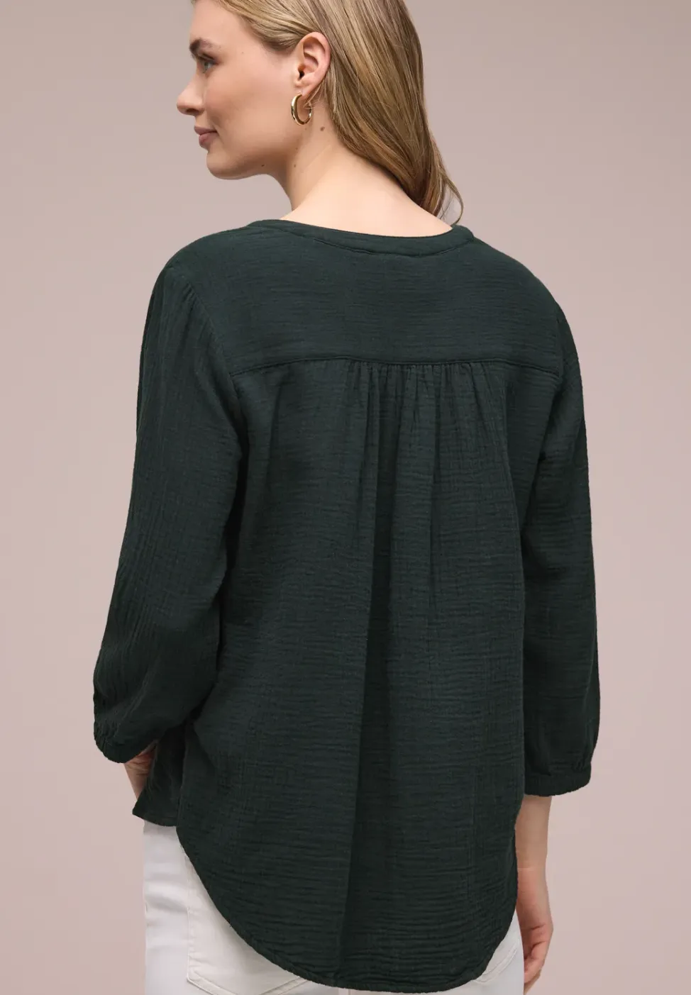 3/4-mouwen blouse in mousseline kwaliteit