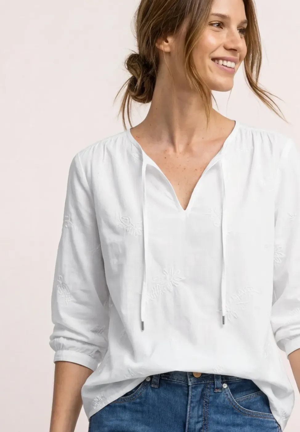 3/4-mouwen blouse met borduursel