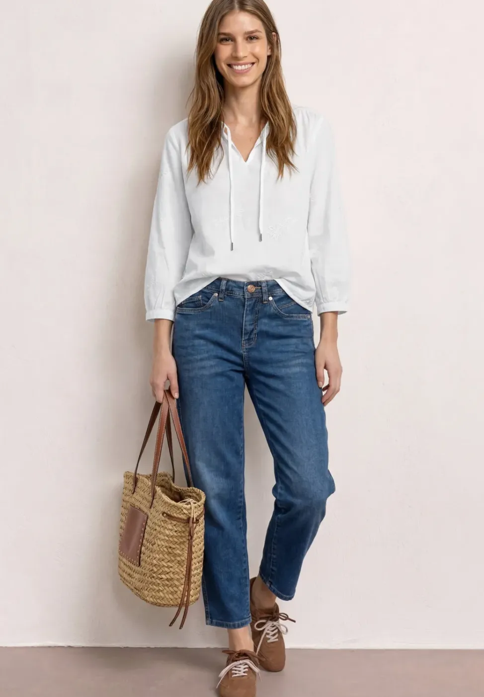 3/4-mouwen blouse met borduursel