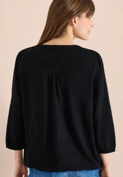 3/4-mouwen blouse met gespleten hals