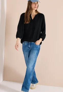 3/4-mouwen blouse met gespleten hals