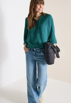 3/4-mouwen blouse met gespleten hals