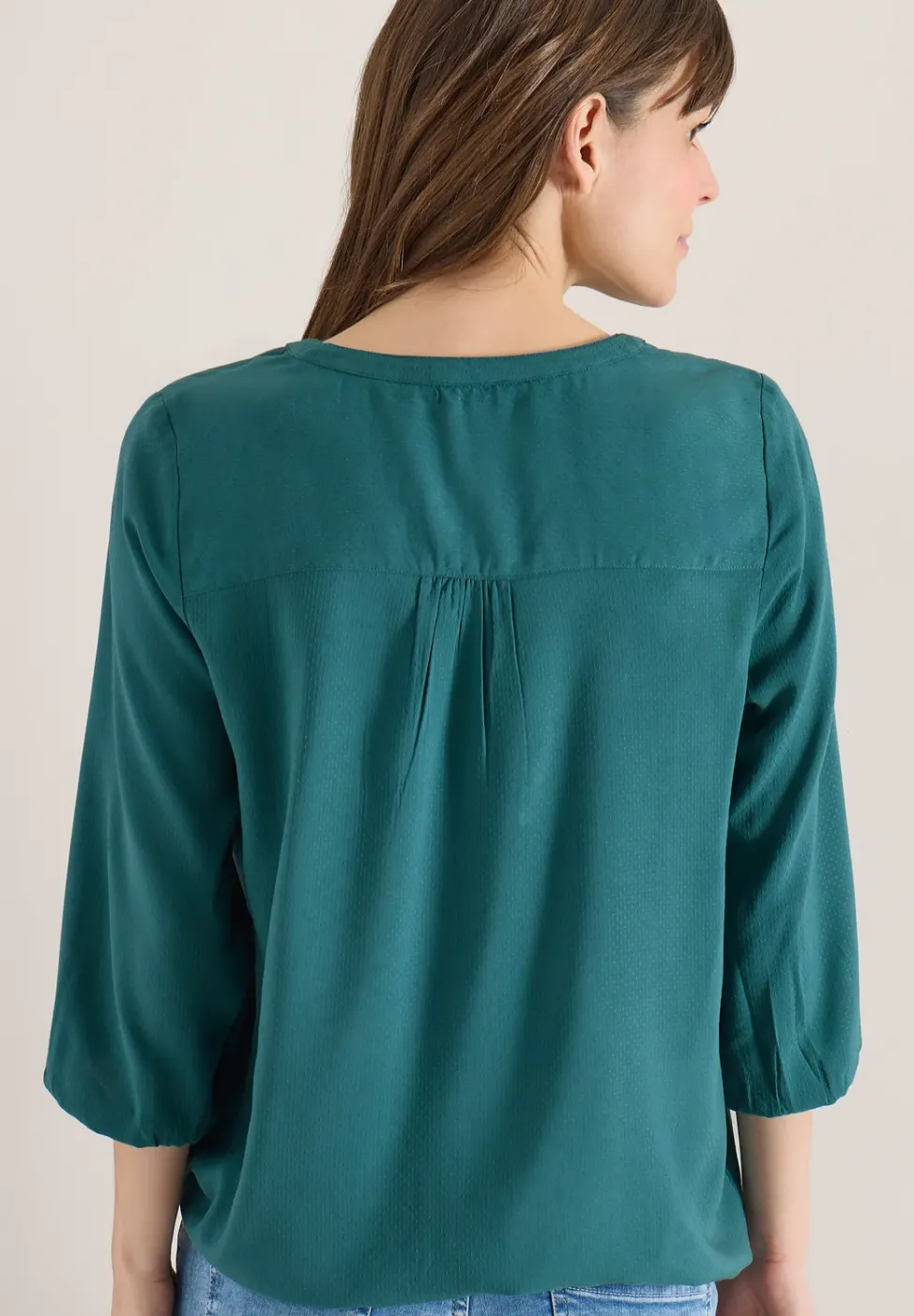 3/4-mouwen blouse met gespleten hals