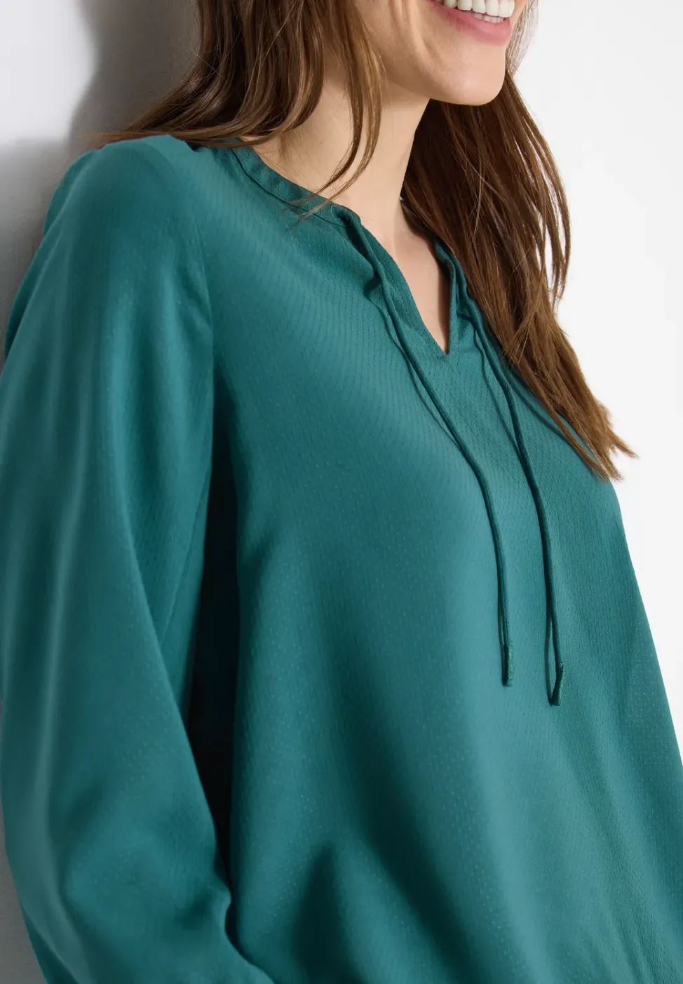 3/4-mouwen blouse met gespleten hals