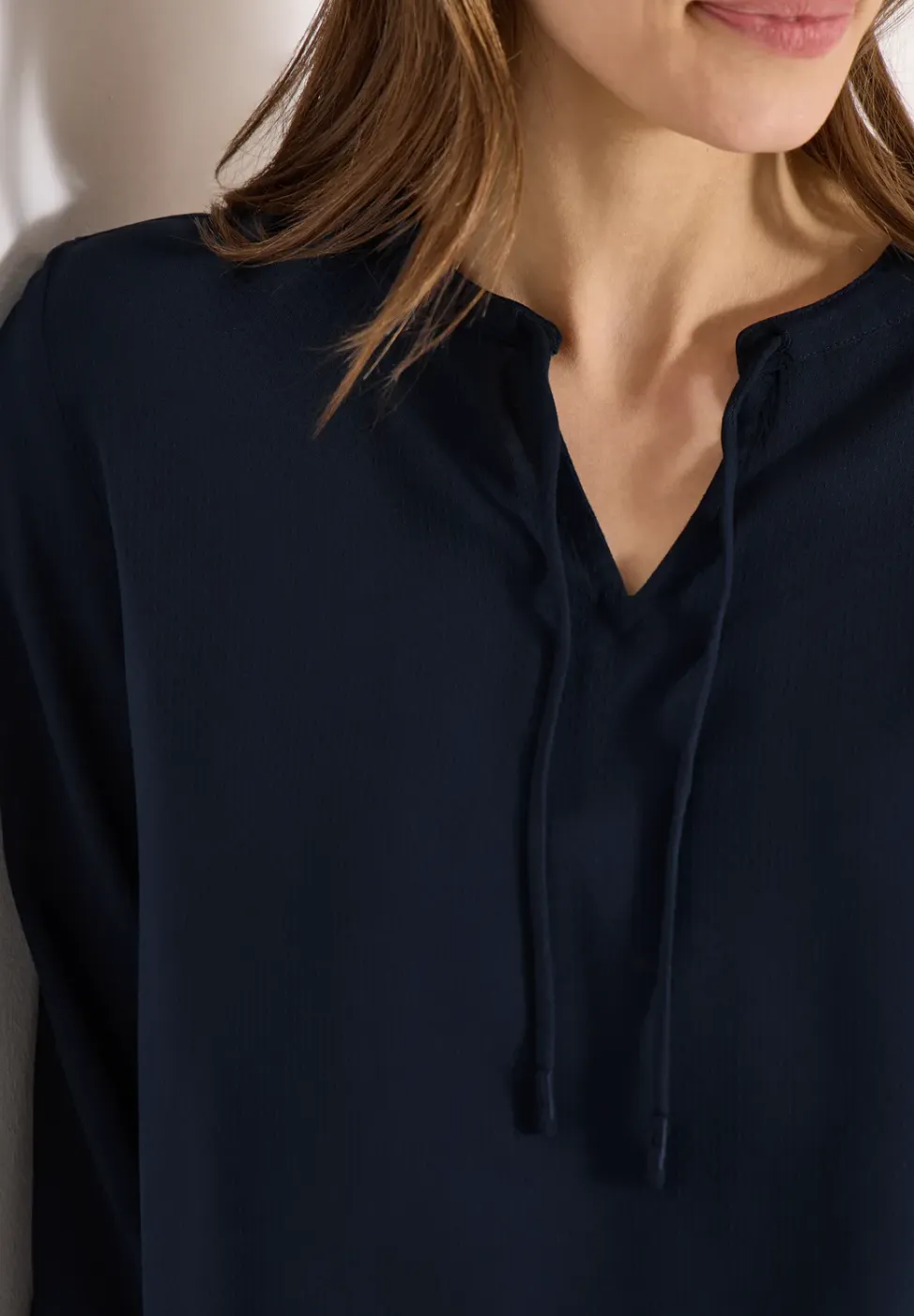 3/4-mouwen blouse met gespleten hals