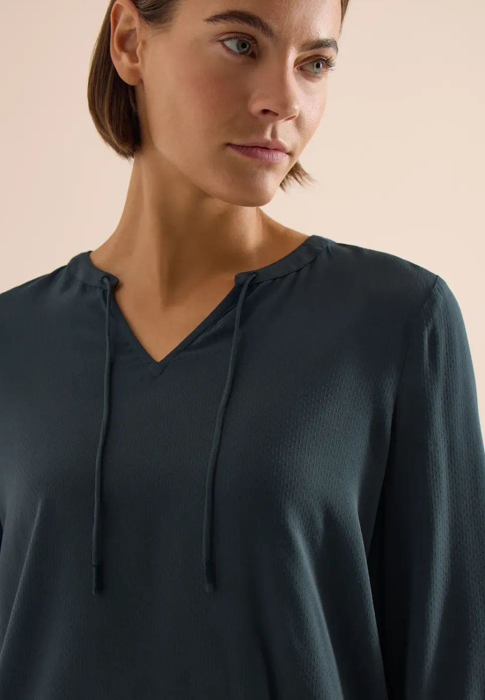 3/4-mouwen blouse met gespleten hals