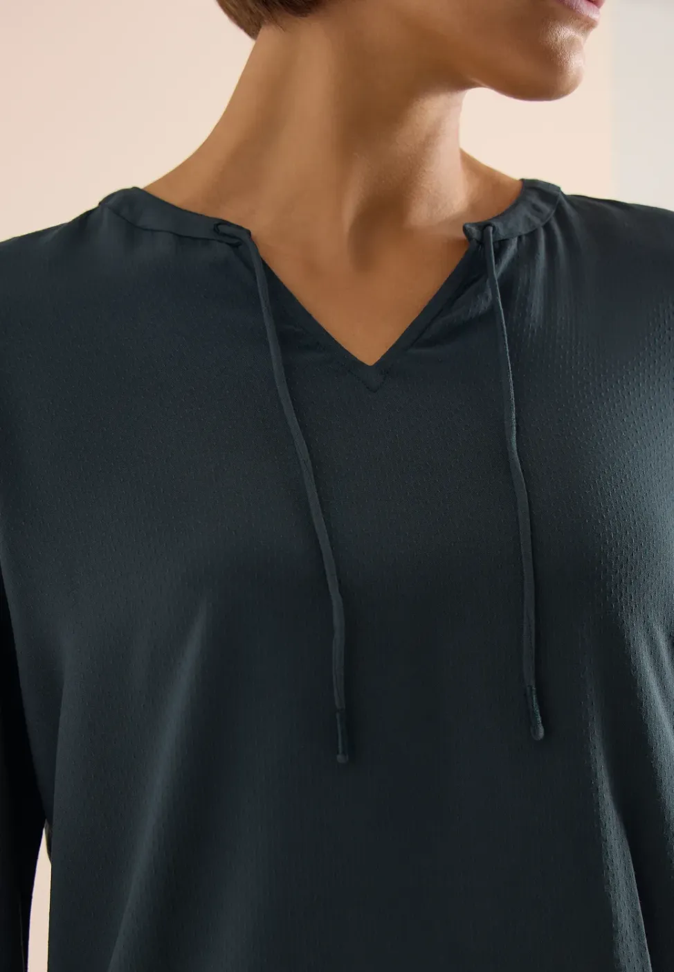 3/4-mouwen blouse met gespleten hals
