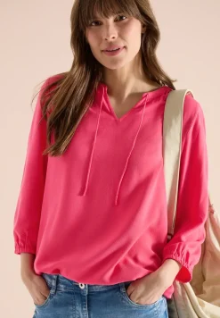 3/4-mouwen blouse met gespleten hals