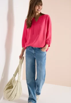 3/4-mouwen blouse met gespleten hals