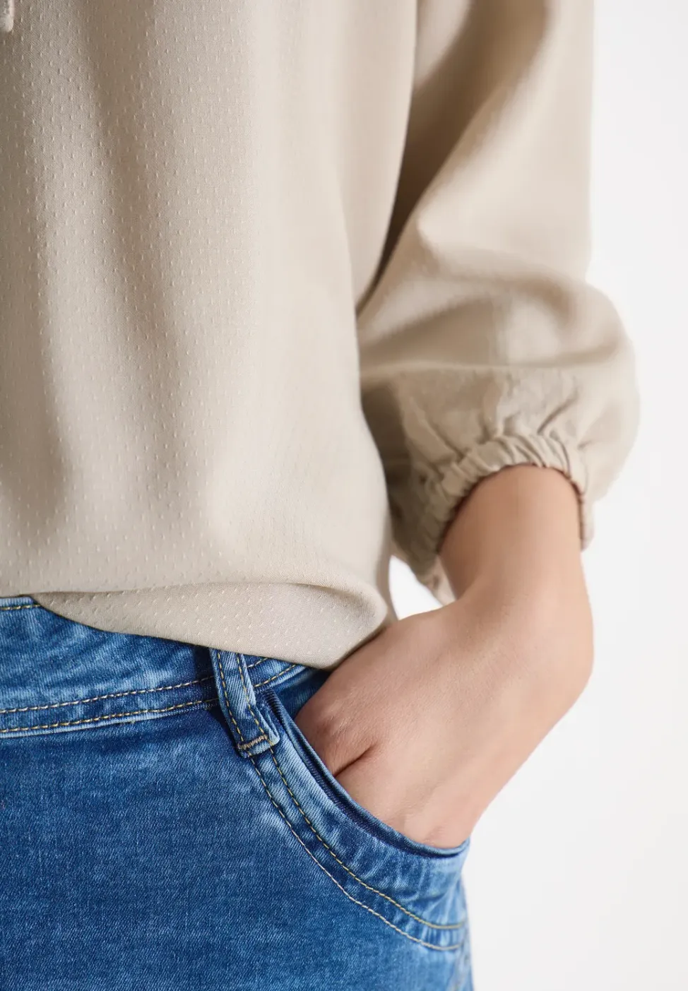 3/4-mouwen blouse met gespleten hals