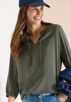 3/4-mouwen blouse met gespleten hals