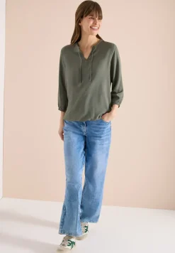 3/4-mouwen blouse met gespleten hals