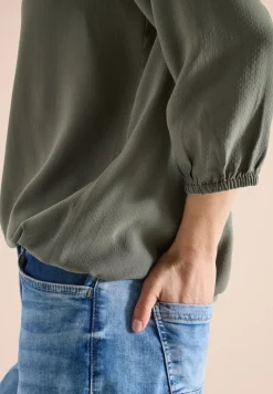 3/4-mouwen blouse met gespleten hals