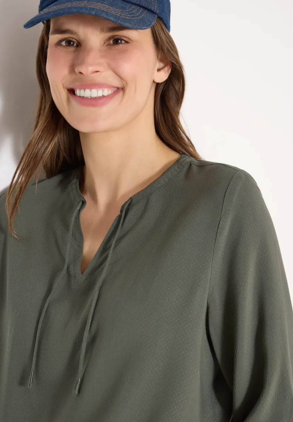 3/4-mouwen blouse met gespleten hals