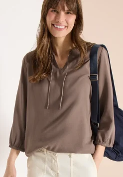 3/4-mouwen blouse met gespleten hals