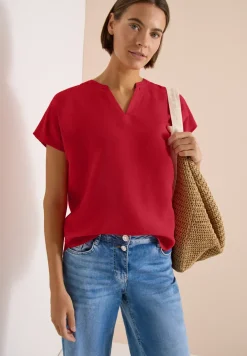 3/4-mouwen blouse met gespleten hals