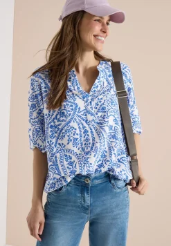 3/4-mouwen blouse met gespleten hals en glitter