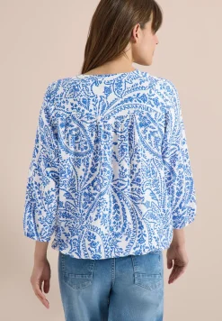 3/4-mouwen blouse met gespleten hals en glitter
