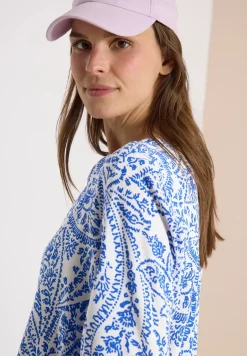 3/4-mouwen blouse met gespleten hals en glitter