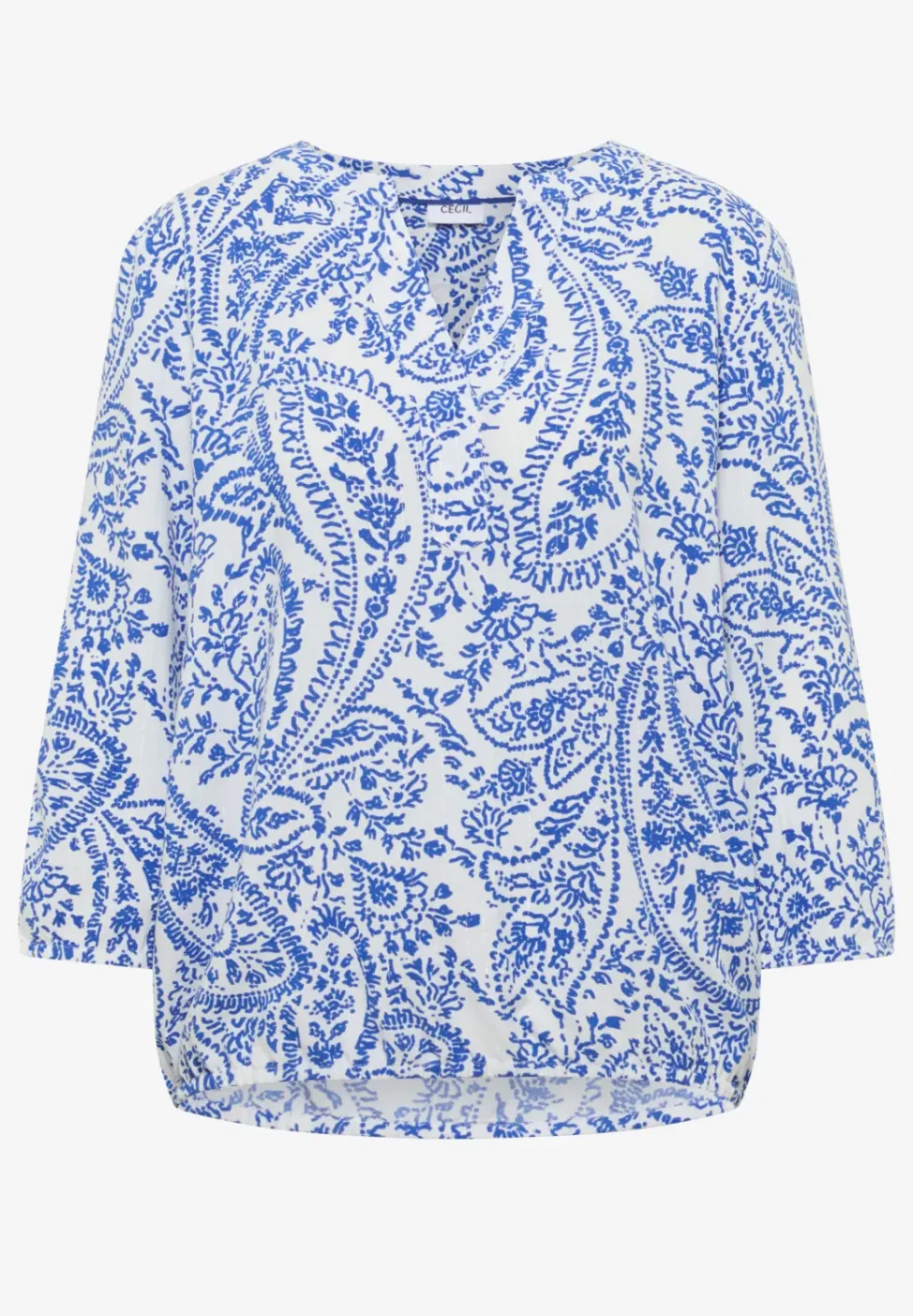 3/4-mouwen blouse met gespleten hals en glitter