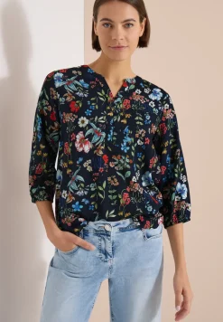 3/4-mouwen blouse met gespleten hals en print